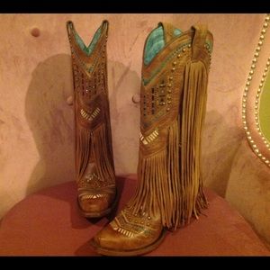Corral crystal fringe western boots